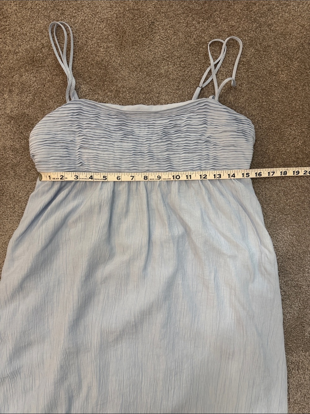 Abercrombie & Fitch Baby Blue Smocked Bodice crinkled Maxi Dress SZ L - Picture 7 of 12